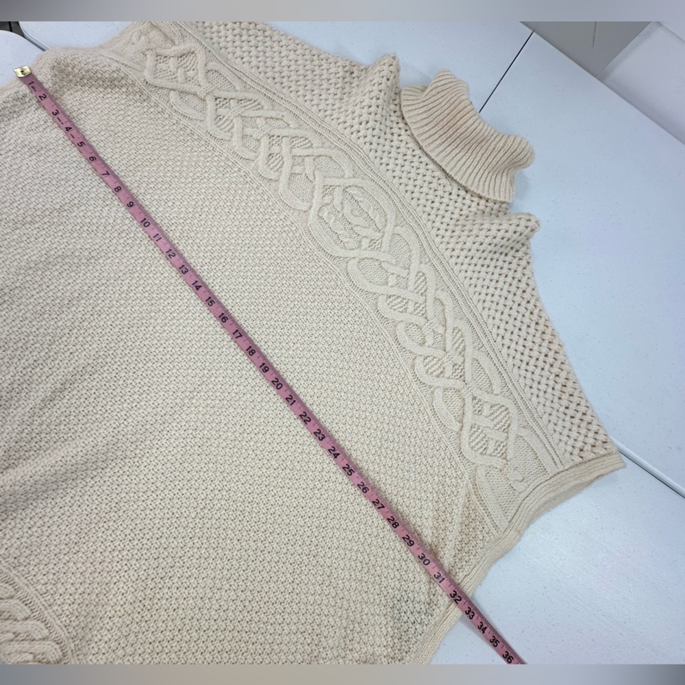 Lauren Ralph Lauren Wool Alpaca Cable Knit Relaxed Poncho Sweater Luxe Heritage - Picture 5 of 12